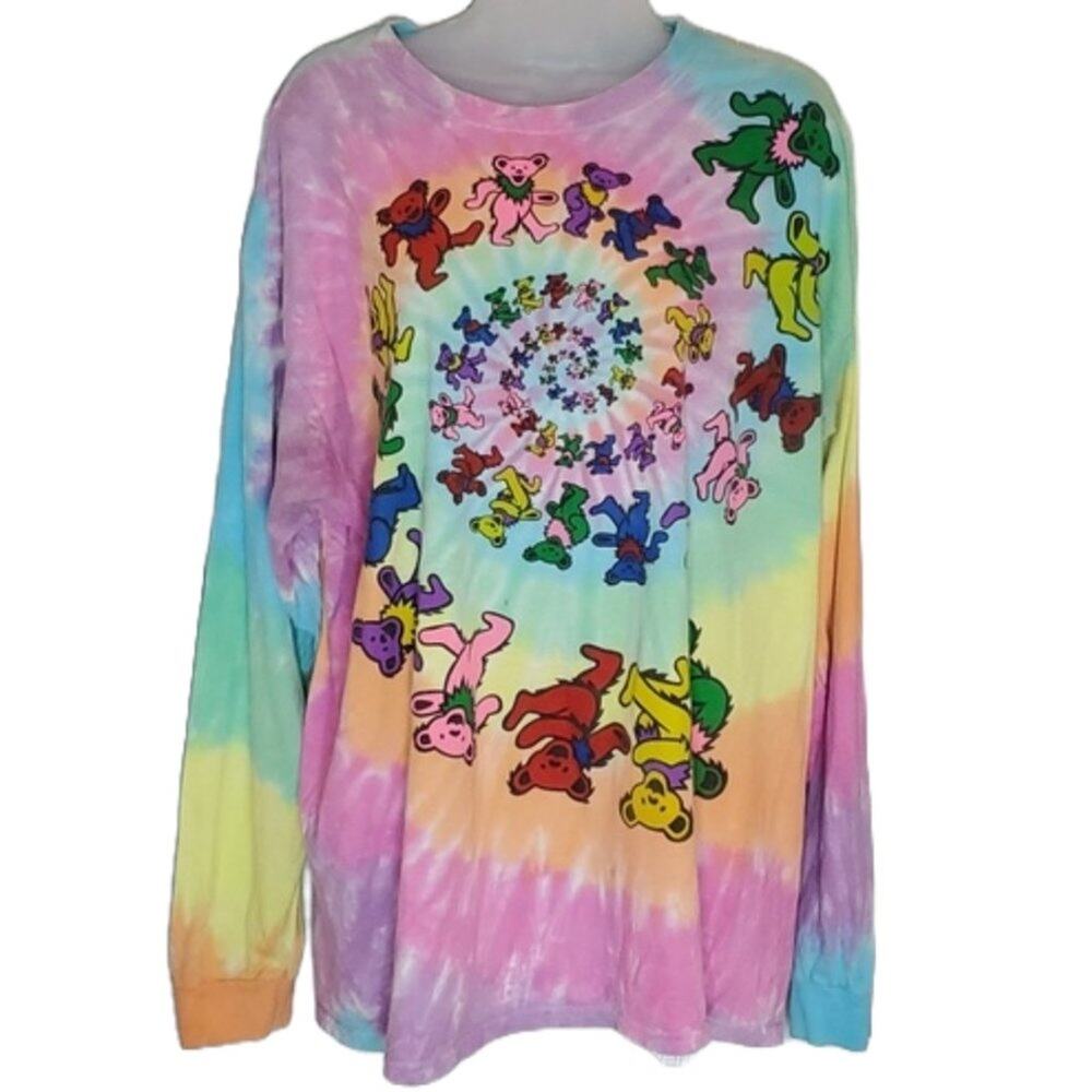 Liquid Blue 1995 Grateful Dead Dancing Bears Spiral Tie Dye LS Tee SZ XL